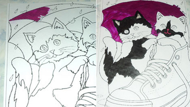 Картина из пластилина  «Два котенка»